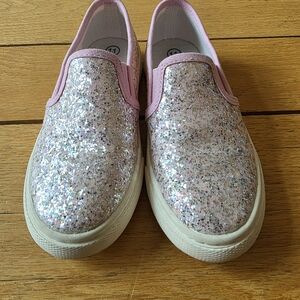 Cat & Jack Girls' Pink Glitter Slip-On Sneakers